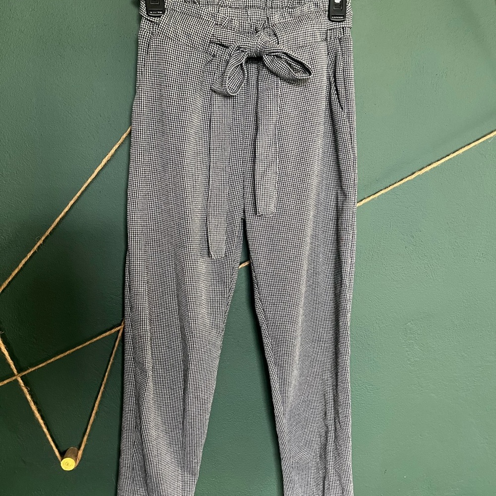 Ambiance Black and White Houndstooth Tie-Waist Pants